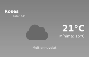 AEMET: El temps per a Roses – 11 de Octubre de 2026